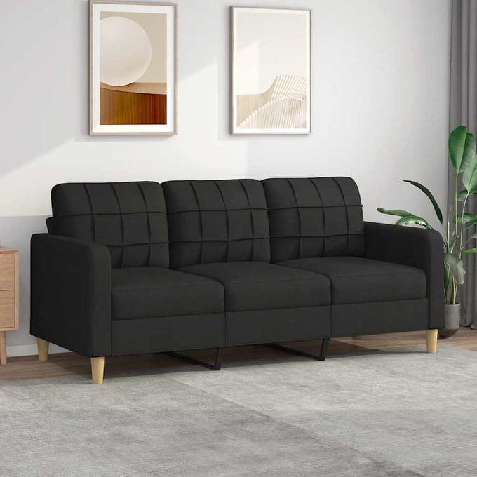 vidaXL - Driezitsbank - 180 - cm - stof - zwart