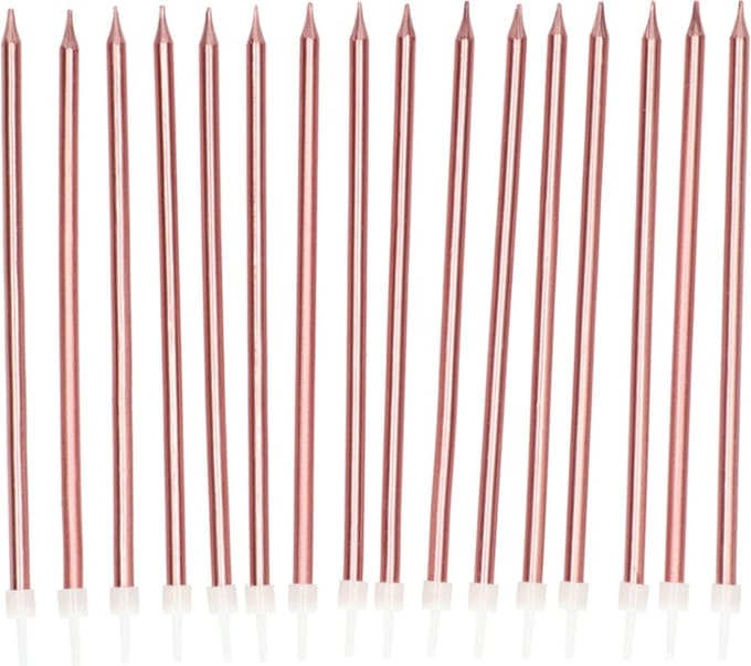 Folat - Kaarsenset Roségoud Metallic 15cm - 16 stuks