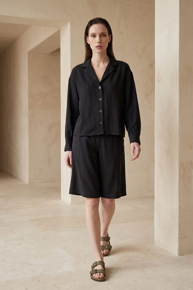 Katoenen Poplin Shirt en Shorts Set