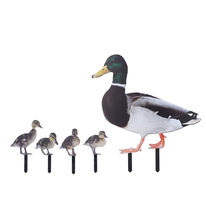 Eendentuinpalen Realistisch eendenfamiliebeeld Decoratieve acryl eendenfamilie tuinpalen Teken voor gray