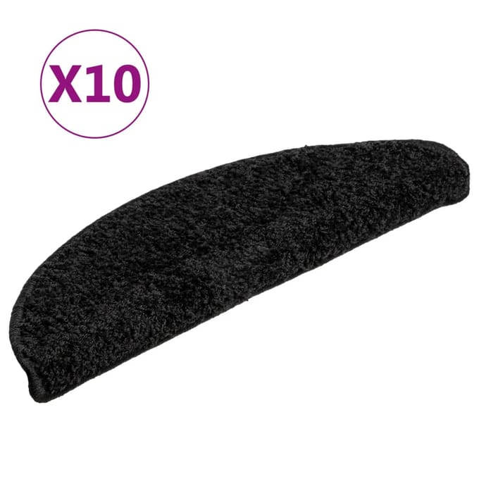 vidaXL - Trapmatten - 10 - st - 56x17x3 - cm - Zwart - Halfrond