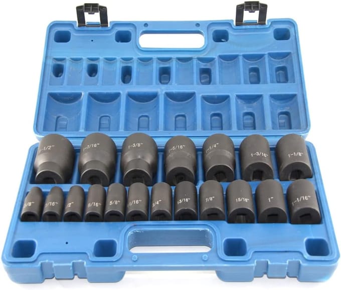 Slagsleutelset 1/2 inch Aandrijving SAE Standaard Bitjes Cr-Mo Staal