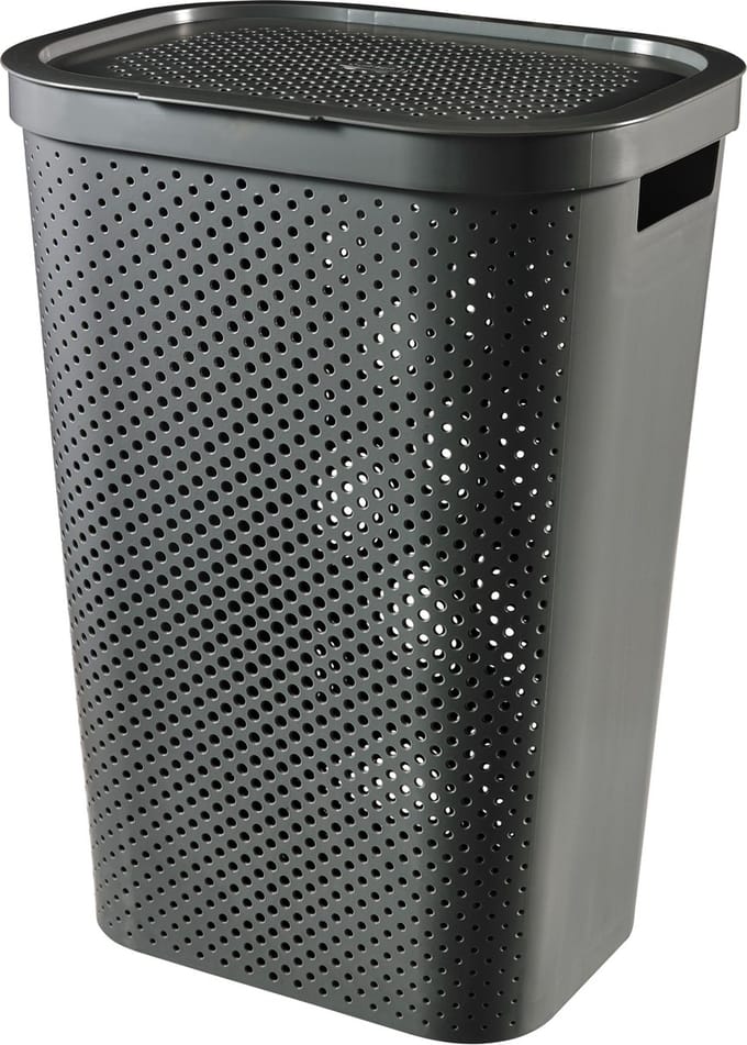 Curver Infinity Recycled Dots Wasmand met deksel - 60L - Antraciet