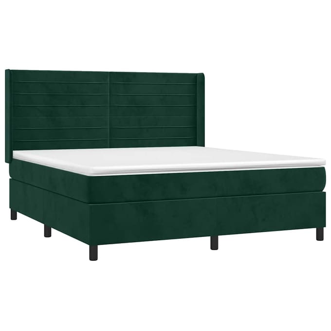 vidaXL - Boxspring - met - matras - fluweel - donkergroen - 180x200 - cm