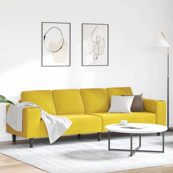 vidaXL - Woonkamerbank - Geel - 250 - x - 77 - x - 76 - cm