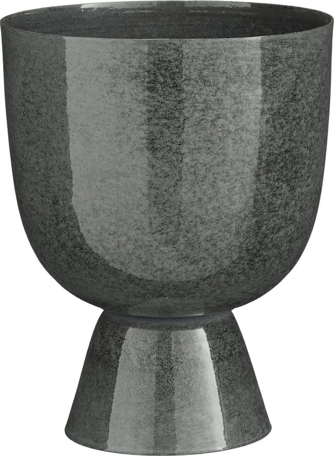 Mica Decorations James Bloempot op Standaard - H28 x Ø22 cm - Metaal - Grijs