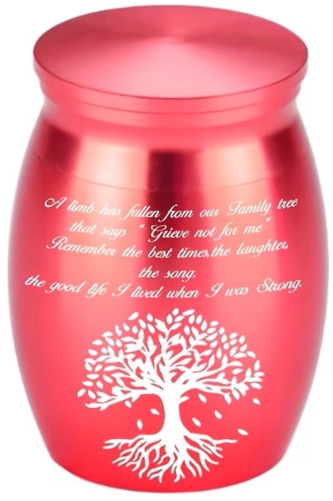 Mini urn levensboom met tekst,geschikt voor een klein beetje as