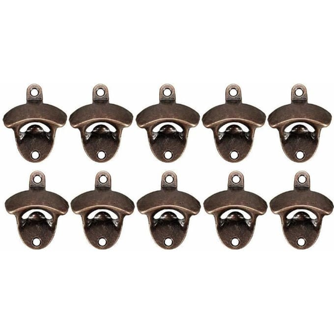 10 Pièces Ouvre-Bouteille Mural Style Vintage Rustique Métal Solide Durable Ouvre-Capsule de Bière pour Bar gray