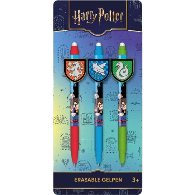 Harry Potter uitwisbare gelpen met clip 3 assorti