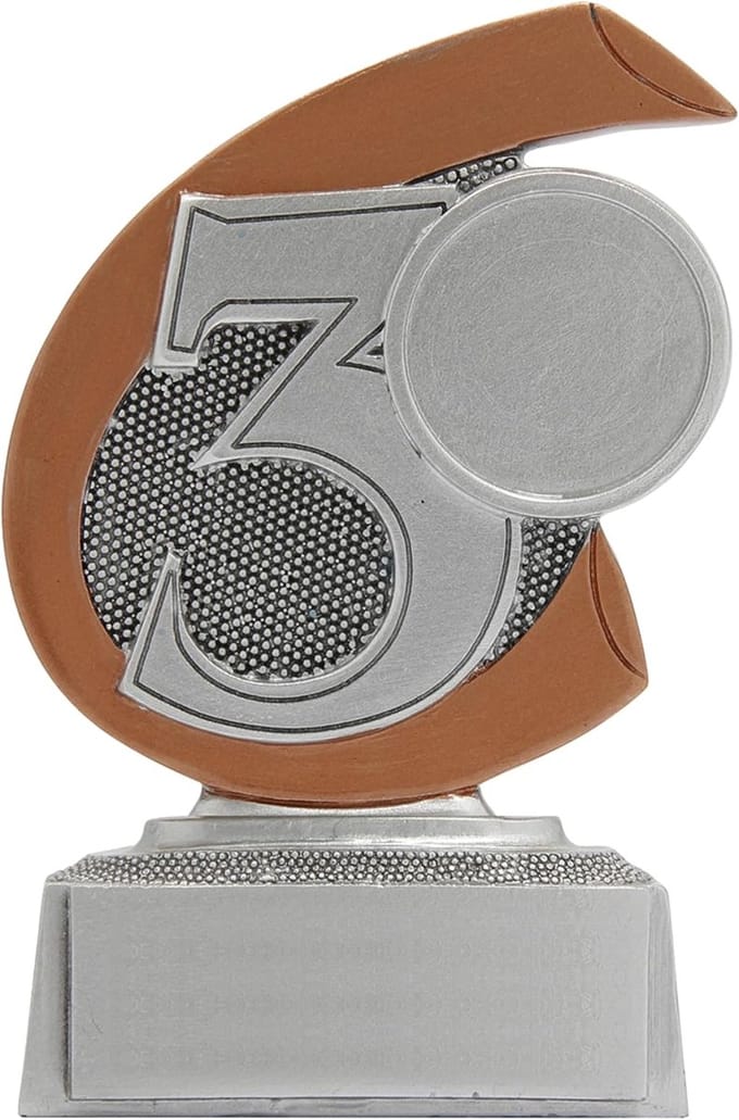 Trofee Nummer 3 - Prijzen Wisselbeker - Vis Wedstrijd - Luxe Graveerplaat - 10 cm Hoog - Brons Zilver