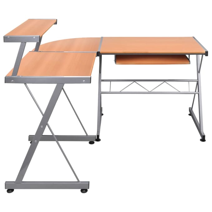 vidaXL - Hoekbureau - 132x112x99 - cm - bewerkt - hout - bruin
