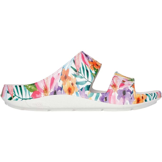 Skechers Dames Bloemige Arch Fit Slippers (Wit/Multi-kleurig)