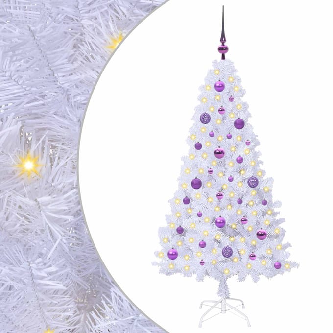 vidaXL - Kunstkerstboom - Wit - 150 - cm - PVC - en - Staal