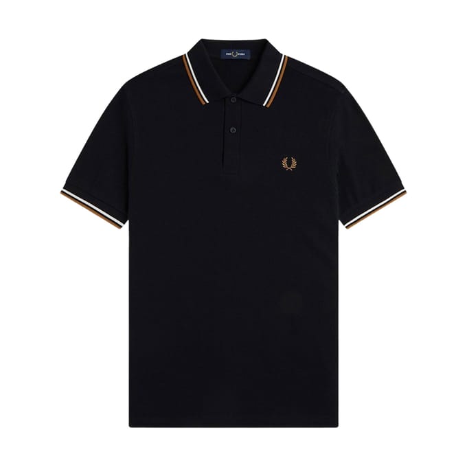 Fred Perry Twin tipped polo - black ecru dark caramel