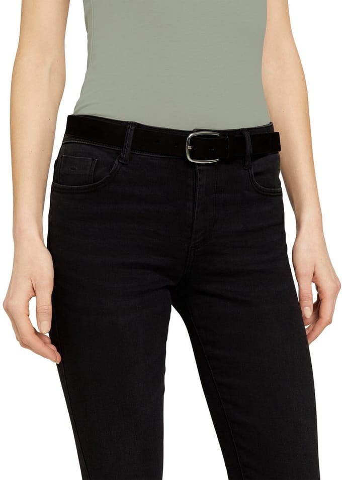 Tom Tailor - TTJESSICA suède riem met afgeronde gesp - Maat 105 - black uni