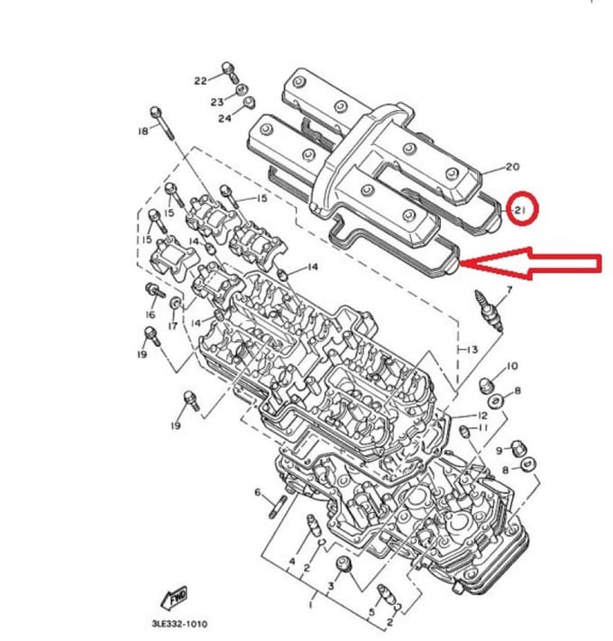 Joint de cache culbuteur pour moto Yamaha Yzf 1000 R ThunderAce 4SV1119301 Neuf