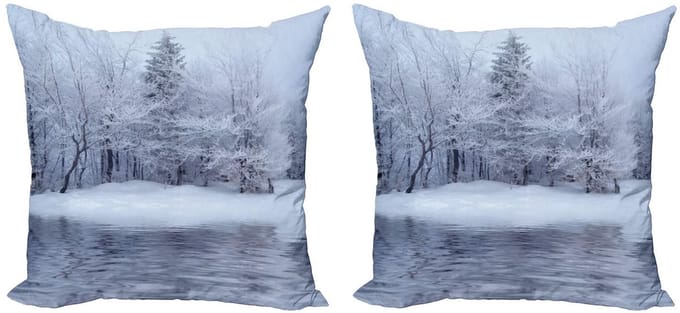 ABAKUHAUS Kussenhoes – 2x60x60 cm – Dubbelzijdige Digitaldruk – Wit