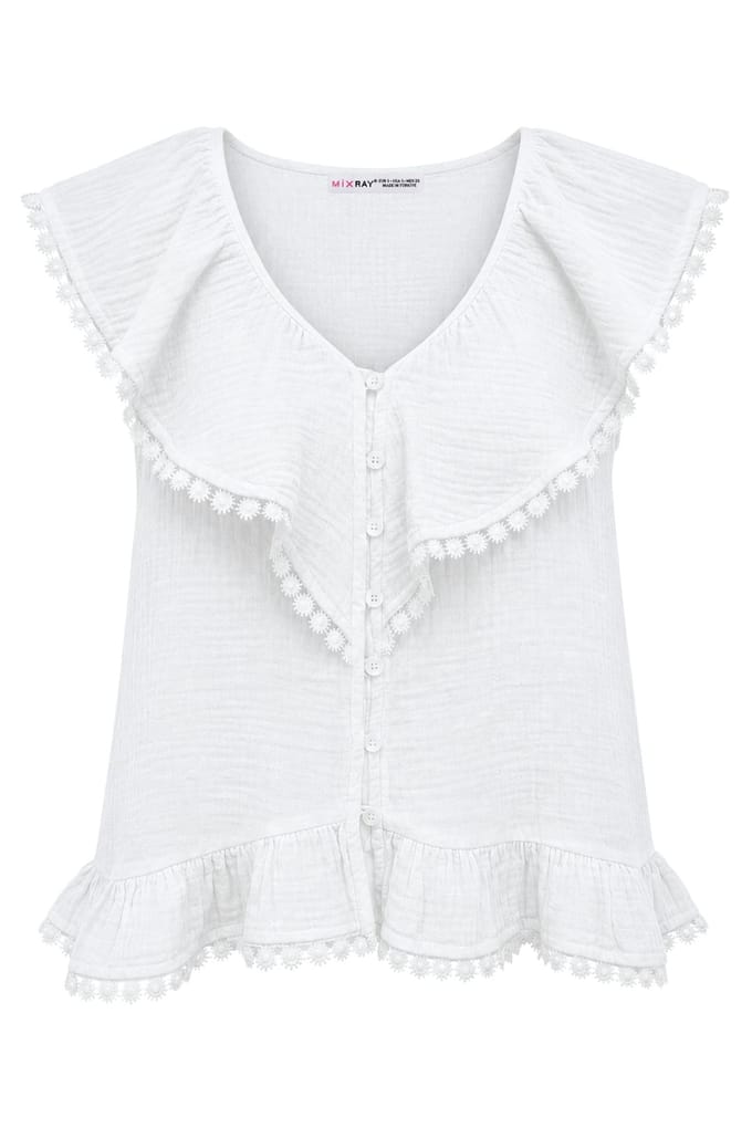 Katoenen V-hals Mouwloze Blouse