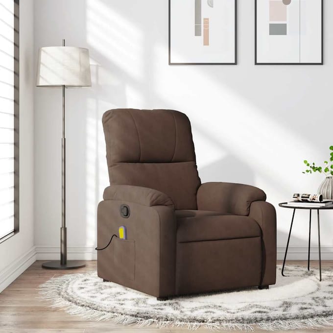vidaXL - Massagestoel - van - microvezelstof - in - bruin