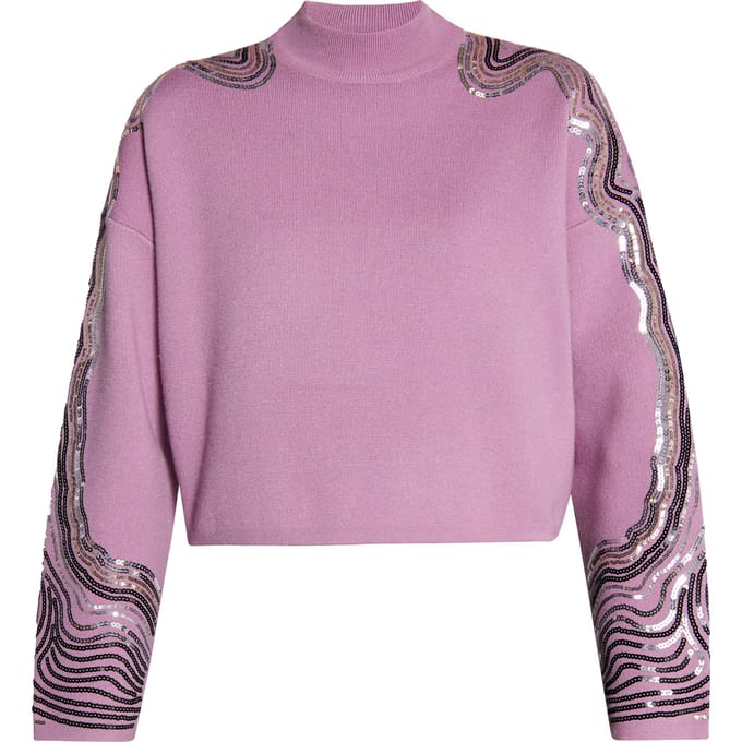 Faina Gebreide trui met pailletten Dames Mauve