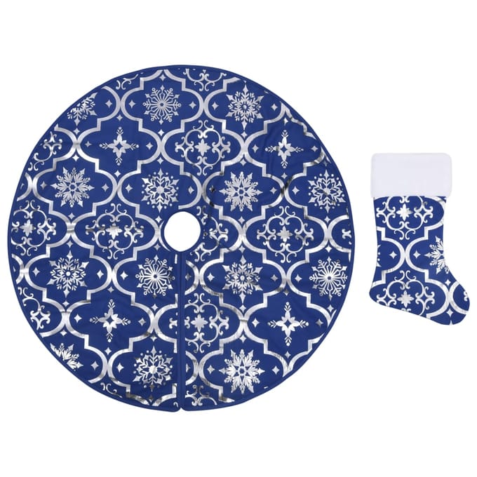vidaXL - Kerstboomrok - luxe - met - sok - 90 - cm - stof - blauw