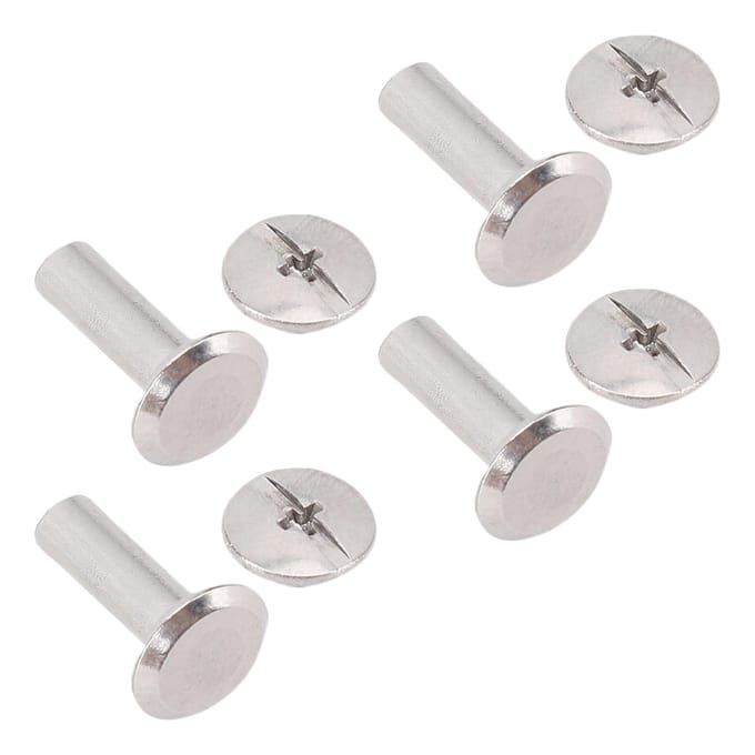 100 Sets Klinknagel en Schroef Roestvrij Staal M3 Platte Ronde Kop Klinknagel Bevestigingsset Leerbewerking white