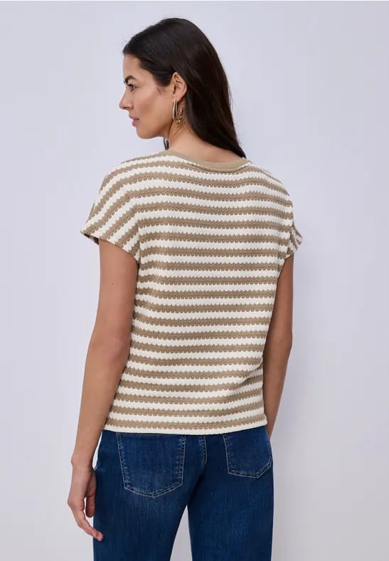 Shirt met losse schouders en strepen