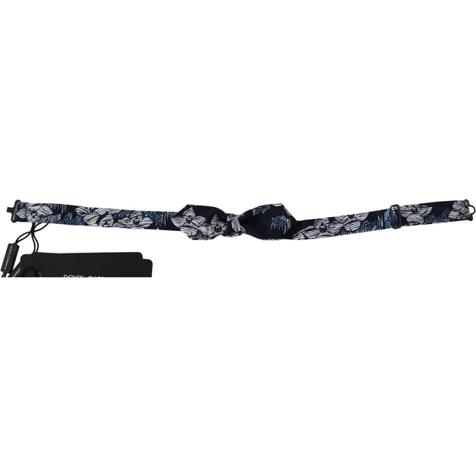 Dolce & Gabbana Navy Blauw gebloemde slanke verstelbare hals Papillon herenstrik