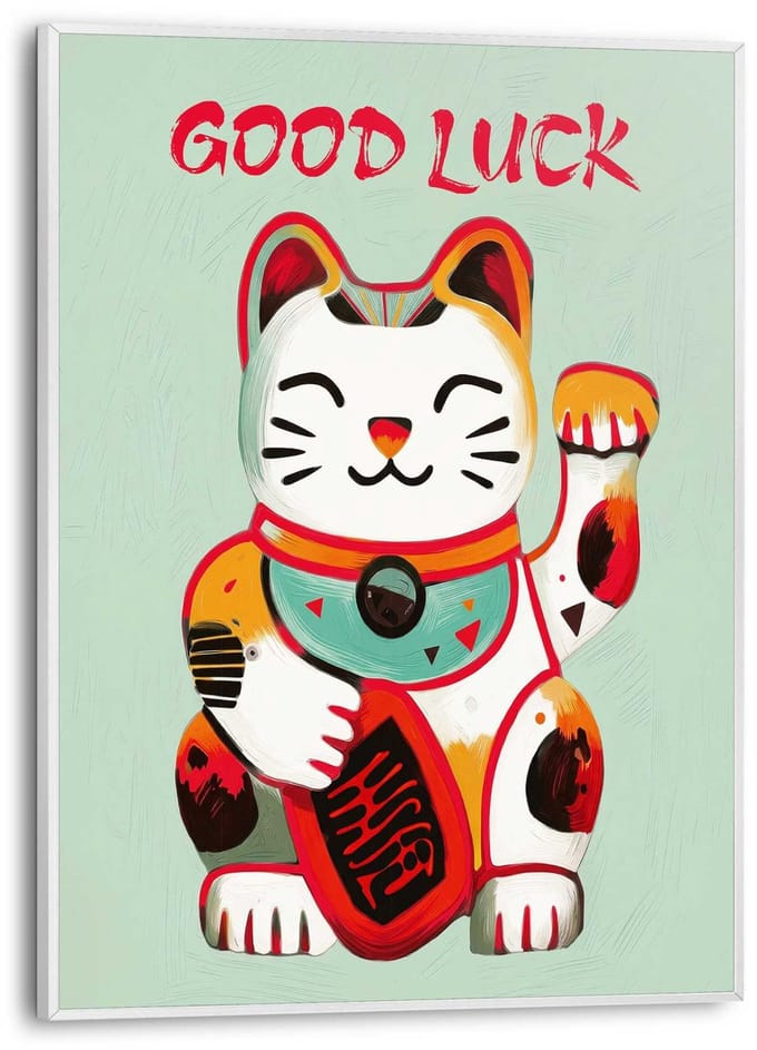 Schilderij Maneki Neko - 40 x 30 - Hout - REINDERS