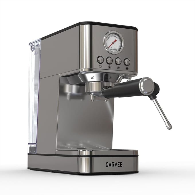 Compacte Pistonmachine met Melkopschuimer - Espressomachine RVS - 20 Bar - 1.7 Liter Wassertank - Snelverwarmend (Thermoblock)