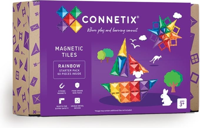 CONNETIX - Magnetisch Tegels - Regenboog Startpakket - 60 Stuks - Magnetisch Speelgoed