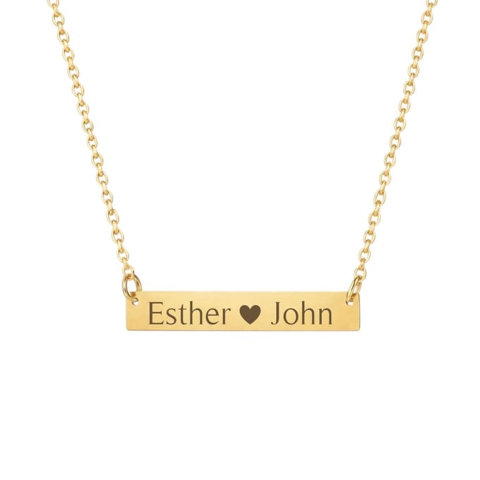 Dames Ketting met Naam Bar Goud