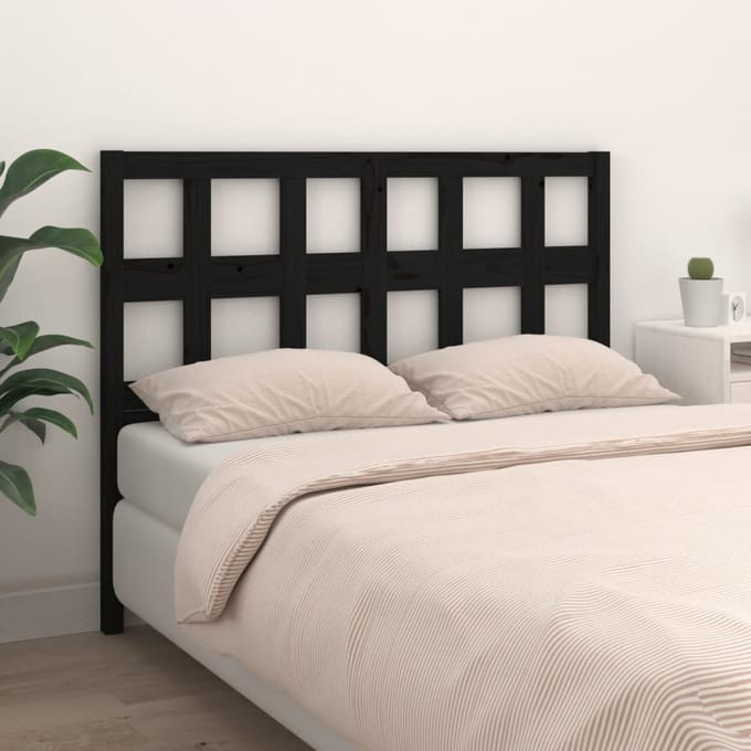 vidaXL - Hoofdbord - 185,5x4x100 - cm - massief - grenenhout - zwart