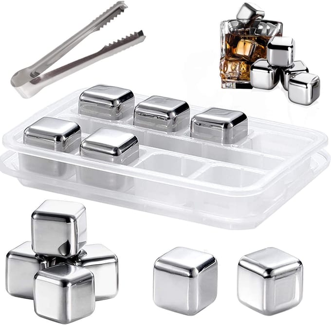 Solidchoice - Set van 8 Herbruikbare Whiskey Koelstenen van RVS