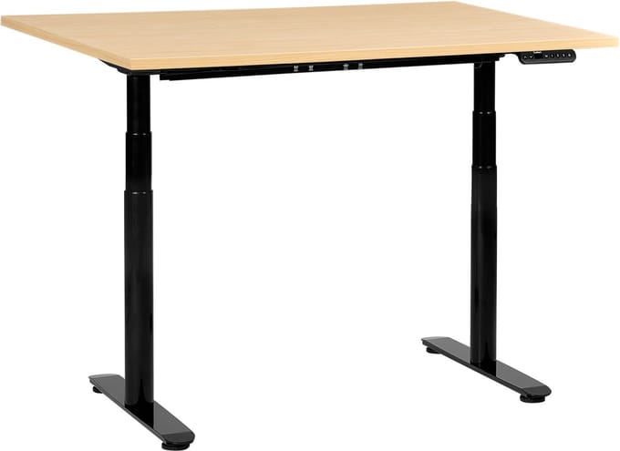 DESTINAS - Elektr bureau - Zwart/Lichtbruin - 120 x 60 cm - Vezelplaat