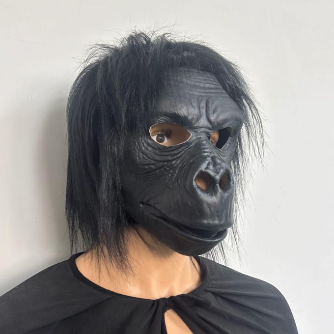 chimpansee hoofddeksel, dieren latex masker One size fits all adults zwart