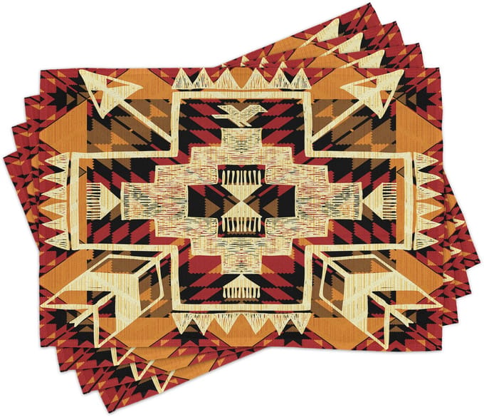 New Bed Retro Boho Plant Set van 4 Placemat voor Eettafel, Wasbare Stof met Antislip Achterkant