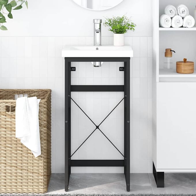Support de lavabo de salle de bain Noir 40 x 38 x 83 cm Fer