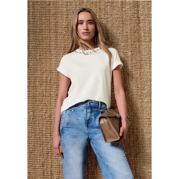 Shirt met ronde hals en decoratieve details