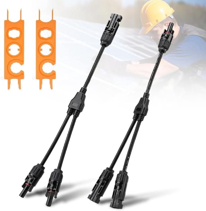 Zonnepaneel Y Kabel - Verdeler Kabel - Parallel Schakelen - MC4 Connectoren - 4 mm² - Zwart