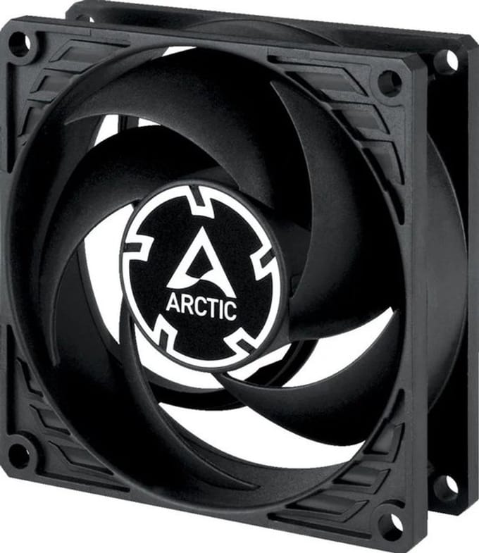 Arctic P8 Max - Ventilatorhuis High Speed PMW - 2U Serverracks - 80 mm - 40 cfm - 500 - 5000 omw/min. - 20.63 dBA - 0 db Modus - 4 Pin PMW - zwart