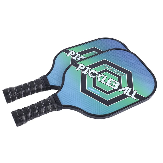 Lot de 2 raquettes de pickleball en carbone PE durable, poignée confortable, poids léger, avec 4 black
