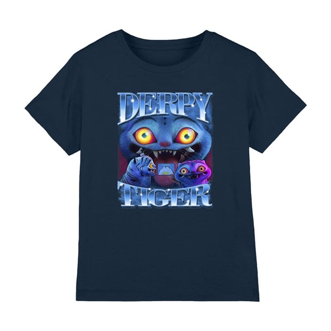 K-Pop Demon Hunters Kinder Derpy Tiger T-Shirt (Marineblauw)