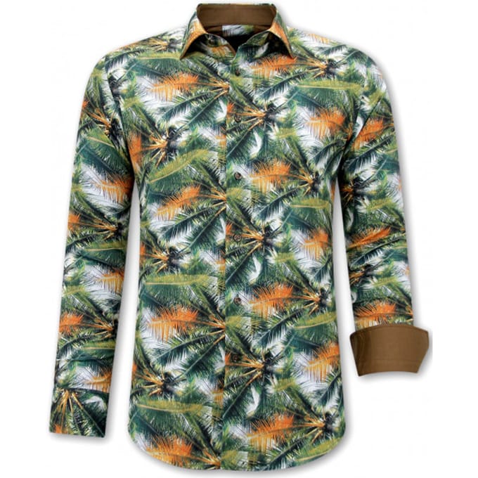 Heren Overhemd Tropical Print - 3114 - Groen