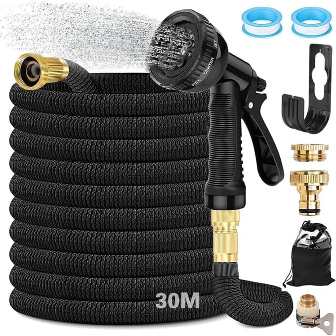 Flexibele Tuinslang - 8 functies spray - 30m - met 3/4", 1/2" fittingen
