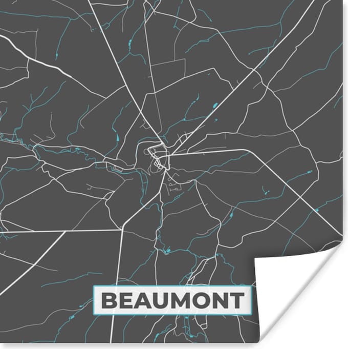 Poster Plattegrond – Beaumont – Blauw – Stadskaart - Kaart - 75x75 cm