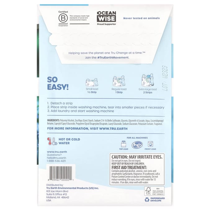 Eco-Strips®, Wasmiddel, Geconcentreerd, Schone Linnen, 32 Strips black