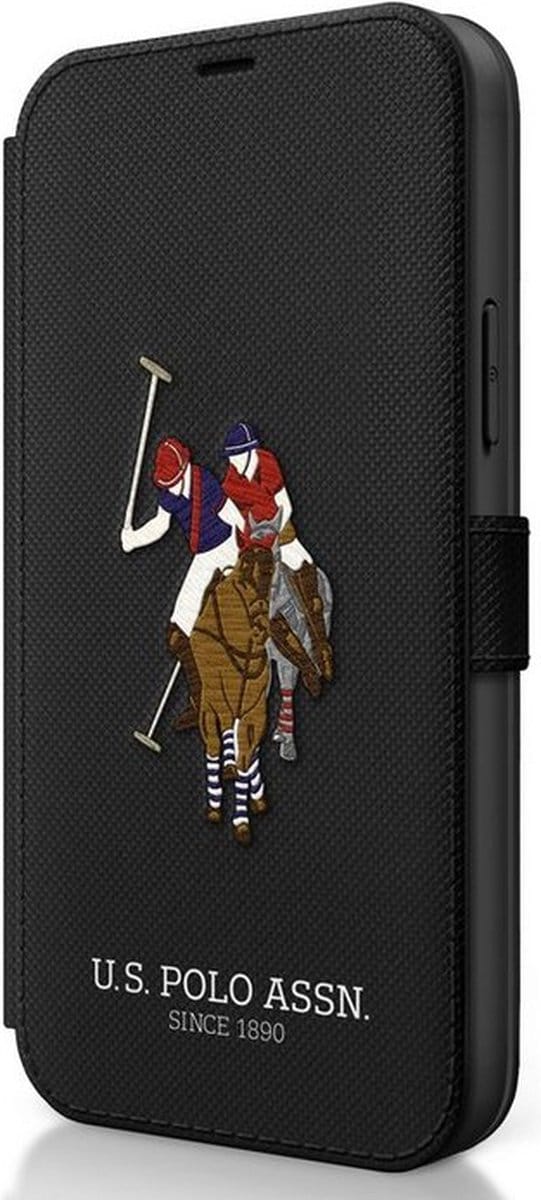 U.S. Polo Embroidery Book Case - Geschikt voor Apple iPhone 12/12 Pro (6.1") - Zwart