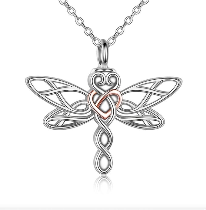 Bijoux by Ive - Ashanger met ketting  - Libelle - Rosé en Goudkleurig hart - Assieraad