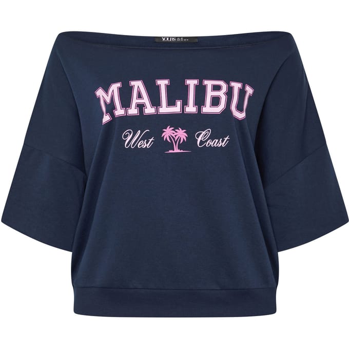 Yours Marineblauw 'Malibu' Sweatshirt Met Blote Schouders Size 48